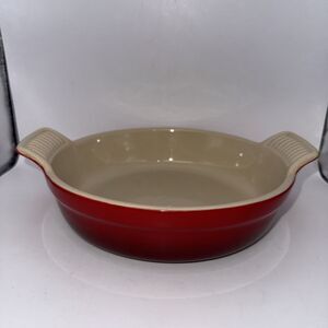Le Creuset  Au Gratin Casserole Baking Dish Red Stoneware 22-17 10" X 8”